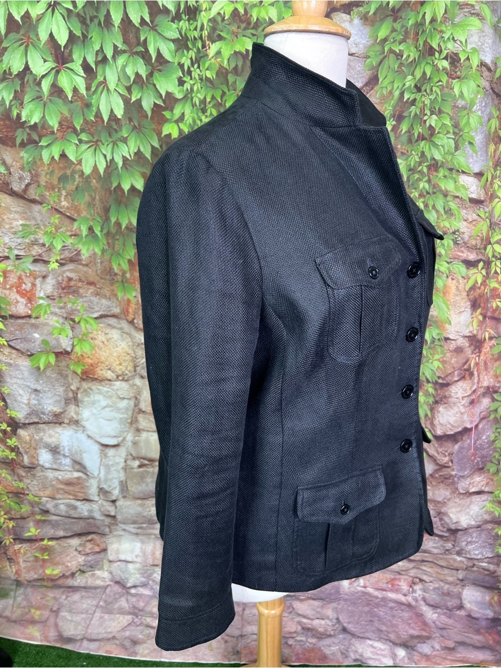 LAUREN RALPH LAUREN Brown/Gray Linen Classic Safari Quiet Luxury Jacket, 18W - Picture 10 of 11